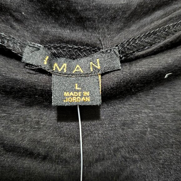 Iman Global Chic Black Top With Smocked Shoulders & Draped Neckline - Picture 3 of 9